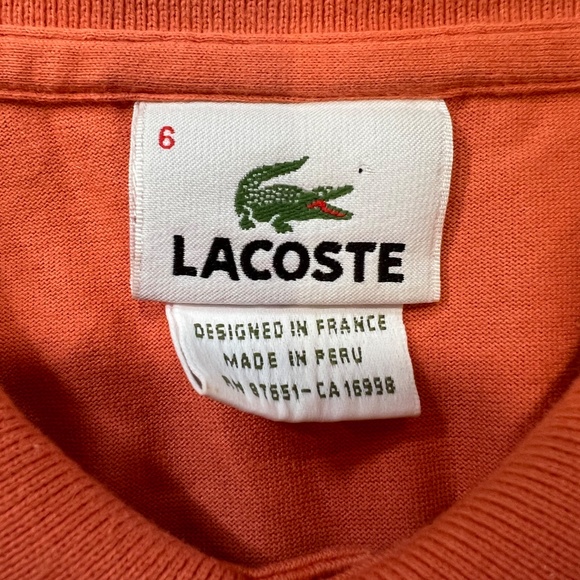 Lacoste Men's Cotton Polo, Orange, Size 6 (XL), lightweight, collared, summer - Picture 6 of 13